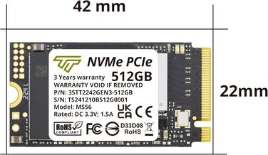 Timetec SSD PCIe 4.0 512GB Gen3x4: Швидкий накопичувач для PS5, PC, Laptop (M.2 2280, NVMe, Phison E27T, 2000TBW)