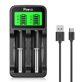 Зарядний пристрій POWXS Universal для акумуляторів 18650 Li-ion/Ni-MH/Ni-Cd з LCD-дисплеєм (2 слоти)