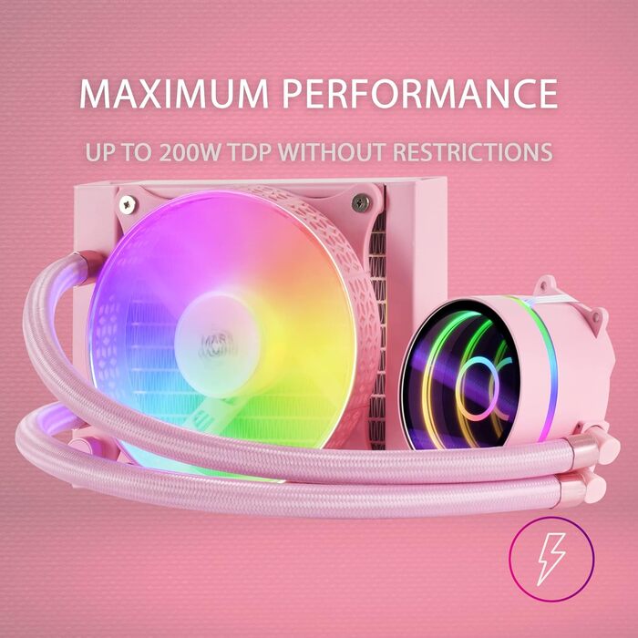 Система водяного охолодження Mars Gaming ML-ONE120 Rosa для CPU, 200W, RGB, тиха вентиляція