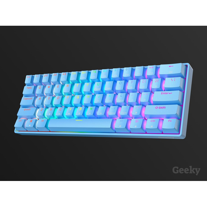 Механічна ігрова клавіатура Geeky GK61: 61 клавіша, RGB підсвічування, Hot-Swap, ANSI US Layout