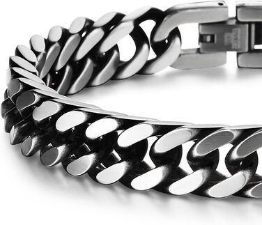 Чоловічий браслет-панцер з нержавіючої сталі COOLSTEELANDBEYOND, сатиновий, срібно-чорний