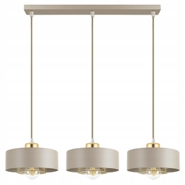 Підвісна лампа LEDLUX бежева, металева, 3xE27 із золотистими деталями