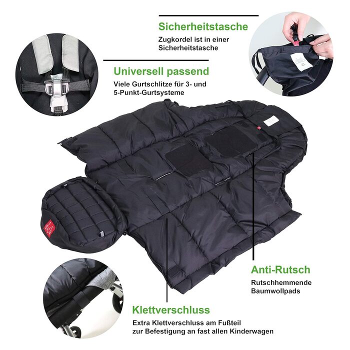 Дитячий зимовий конверт Kaiser Naturfelle Iglu Thermo Fleece чорний