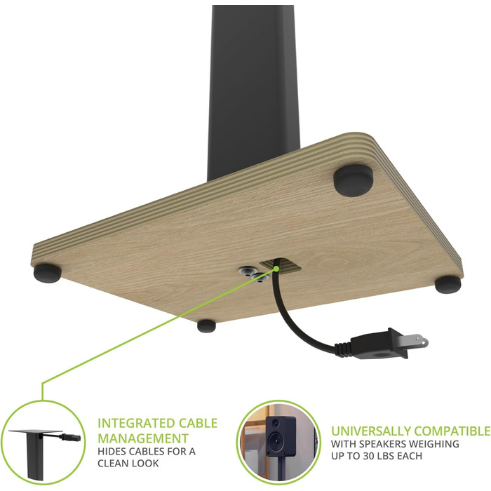 Підлогові стійки для акустичних систем Kanto ST28P - пара, чорний метал, дерев'яна база