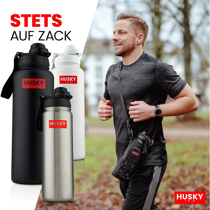 Stainless Steel Water Bottle with FREE Carrying Bag - 700ml - BPA-Free, Leakproof and Dishwasher Safe Thermo Insulated Bottle - Double-Walled Thermos Flask, Sports, Outdoor (Black Edition)