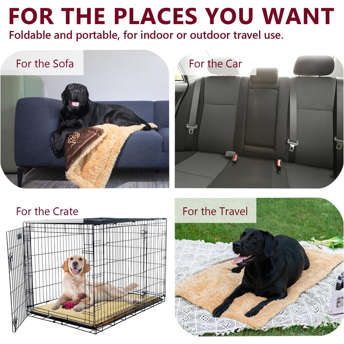 Килимок для собак Comfy, великі породи - миючий, плюшевий, стильний, 110x70 см, червоний