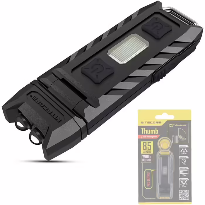 Nitecore Thumb - 85 Lumen, USB rechargeable, adjustable lamp head