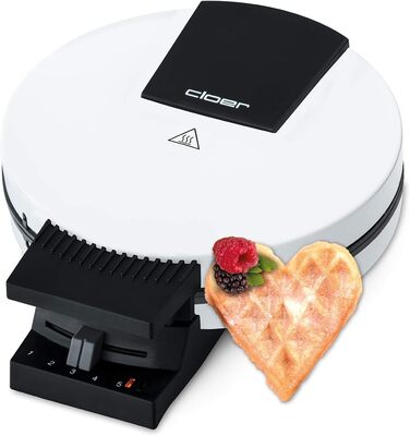 Вафельниця Cloer 1200 Вт для класичних вафель XXL, 19,5 см, сталева, біла, без сигналу