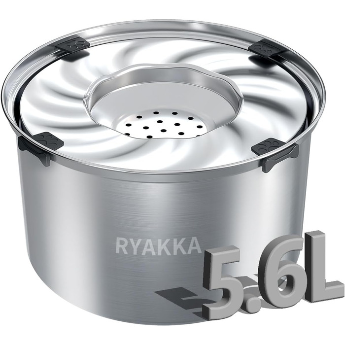 RYAKKA Миска для собак 5.6L з нержавіючої сталі, протиковзаюча, без розливання, для повільного годування, великі породи | Без розливання, для подорожей