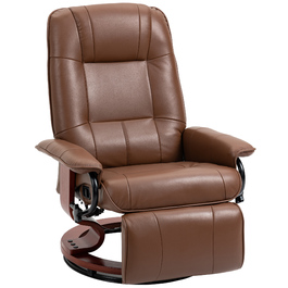 HOMCOM Swivel Recliner, TV Recliner with Reclining Function, Footrest, Reclining Chair with Armrests, for Living Room, Bedroom, Faux Leather | Aosom