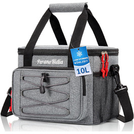 Large Foldable Cooler Bag for On-the-Go, Insulated Bag, Thermos Bag, Cooler Bag for Food & Drinks, Portable Cooler Box for Camping, Beach, BBQ, Grilling, Picnic, Hiking, Shopping, Gray (10L)