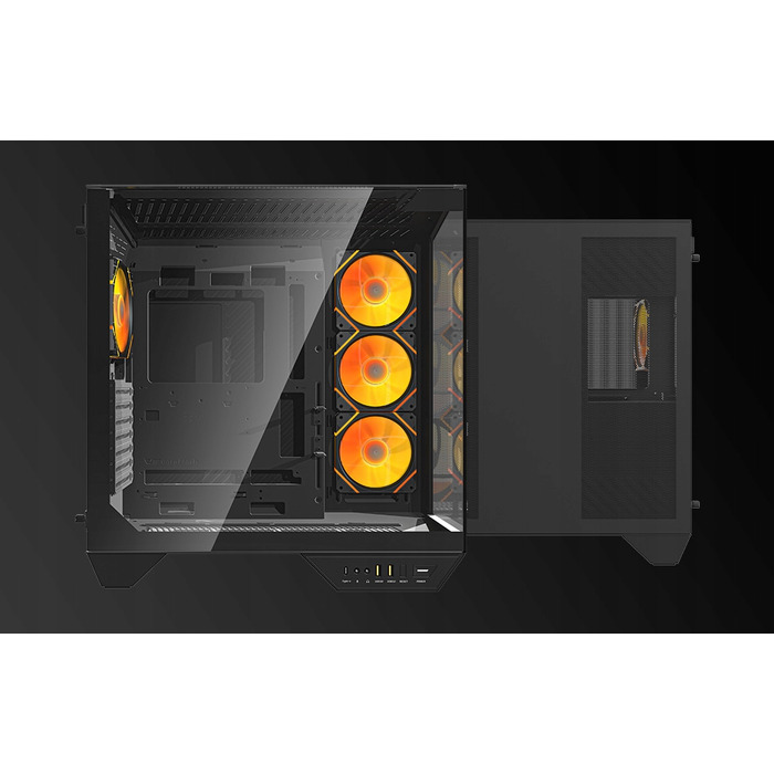 Корпус для ПК DarkFlash DY470 ATX Cube Case, 4 вентилятори ARGB, з ручкою