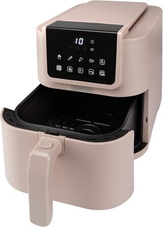 Фритюрниця BOURGINI з керамічним покриттям, без хімікатів (PFAS, C6, PFHxA, PTFE, PFOA та BPA), 5 літрів, компактний дизайн, 1500 Вт, для здорового харчування (Бежевий)