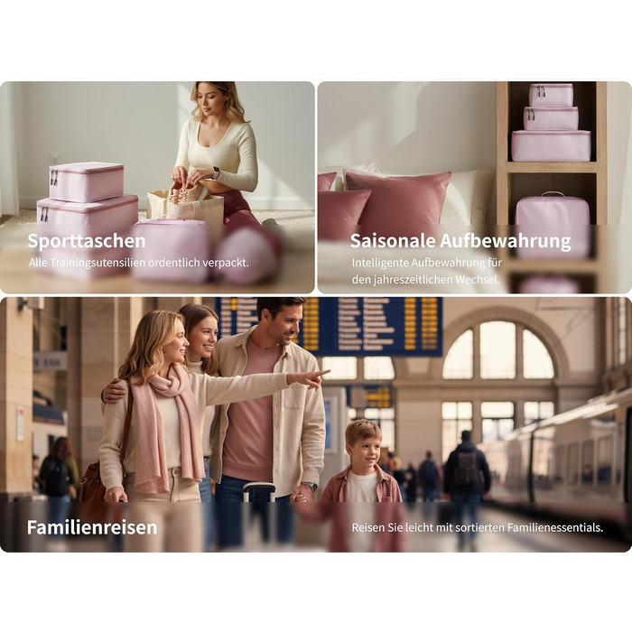 Органайзер для валізи Cipway, 5 шт. Кулічки для одягу для подорожей, нейлон, сірий (5шт, м'ятно-рожевий)