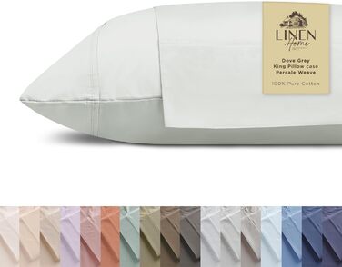 Наволочки з перкальної бавовни 100%, King Size, сіро-голубі, 2 шт., дихаючі та прохолодні, міцна постільна білизна, 50,8x101,6 см