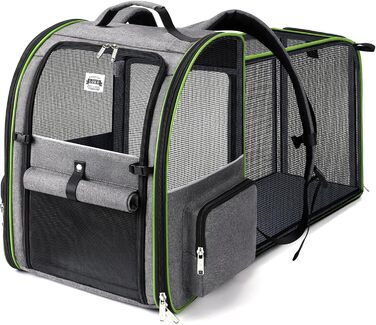 Рюкзак-переноска для кота Hunderucksack 2 в 1 до 8 кг, розширюваний, сірий. Великий транспортний бокс для котів, не для собак. (XL-12KG)