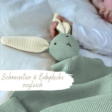 DIKOS® Original Baby Blanket SCHMUSE-HASE Mint | GOTS Organic Cotton Baby Blanket Knitted Blanket with Plush Toy for Girls/Boys | Snuggle Blanket, Cuddle Blanket, Baby Starter Set, Gift for Birth