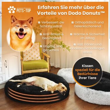 Dog Bed for Medium-Sized Dogs [with Washable Cover] - Dog Basket, Cat Bed, Dog Sleeping Place & Furniture - Long Dog Basket, Dog Bed, 80 cm Diameter (L 80 x W 80 x H 21 cm, Black)