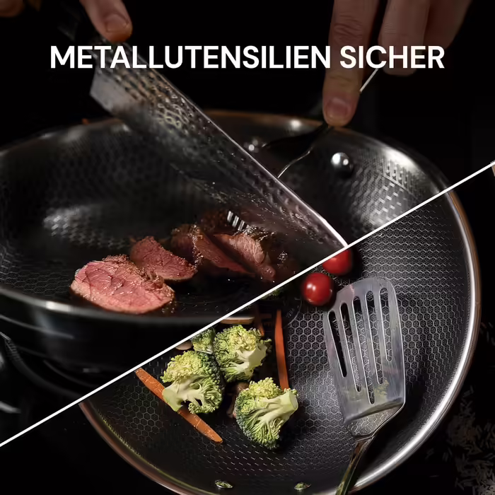 ROSMARINO HexaPro 3.0 28 cm Stainless Steel Frying Pan - High-quality non-stick coating, oven-safe - Ideal for versatile cooking (Pan, 24cm)