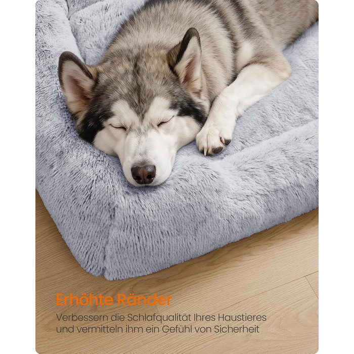 Ліжко для собак Feandrea, м'яке гніздо, 71 x 55 x 18 см, кошик для собак, знімний чохол, антиковзаюче покриття, Ombré сірий PGW271G01
