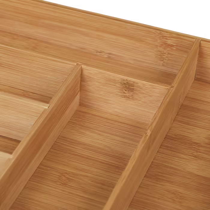Relaxdays Bamboo Cutlery Box with 6 Compartments