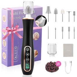 Електричний набір для манікюру Karrong: бездротовий фрезер з 10 насадками, LED-підсвічування, для гель та акрил