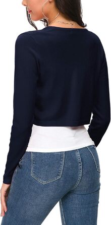 Болеро жіноче EXCHIC трикотажне з ґудзиками, довгий рукав, темно-синій (Navy Blue) - ідеально для суконь