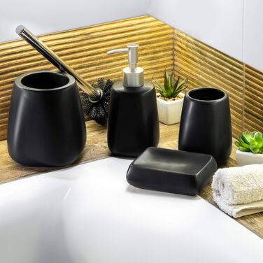 Дозатор мила KADAX з помпою, керамічний дозатор для мила, мийна станція для кухні та ванної кімнати (Чорний)