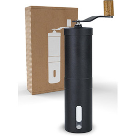 Lambda Coffee Grinder - Manual Stainless Steel with Stepless Ceramic Burr Grinder | Hand Espresso Grinder made of Wood with Conical Burr - Manual Coffee Grinder | Precise Grind Size Adjustment