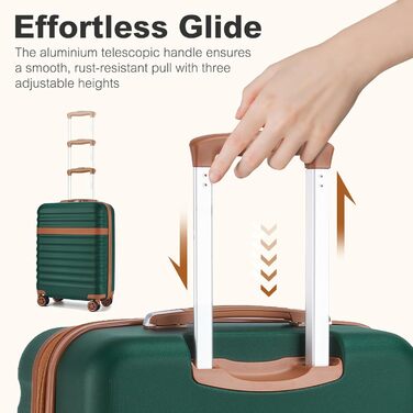 Чемодан-валіза KONO Trolley XL з ABS+PC, 4 колеса, TSA-замок (кремовий/коричневий) та M(55см) темно-зелений/коричневий