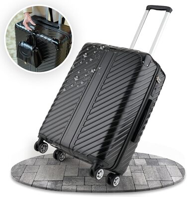 Чемодан 120L (75x50x33) з колесами - міцний тріумф trolley з кишенею для ноутбука та захистом кутів (XL, Чорний, 20 дюймів)