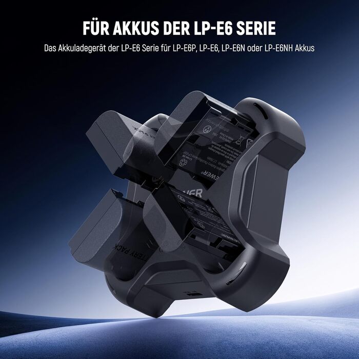 Набір акумуляторів NEEWER LP-E6NH (3 шт.) 2250mAh та зарядний пристрій USB з трьома слотами для Canon EOS R7, R5, R6, R6 II, R 5DIV, 6DII, 7DII, 80D, 90D (NW-P4 з PD 45W)