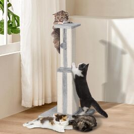 Zonema Kratzbaum-Kratzstamm Scratching Post with 80 cm Scratching Column for Small and Large Cats, Sisal Rope Cat Scratching Post with 1 Interactive Ball, Scratching Post Cat Furniture, for Indoor Activity, Play (79cm Scratching Post, Grey)