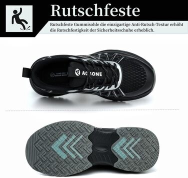 Черевики робочі чоловічі та жіночі, спортивні, з металевим носком, неслизькі, дихаючі, захисні (41 EU, чорний)