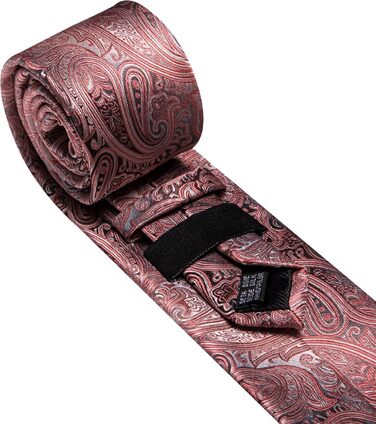 Шовкова краватка Paisley Barry.Wang з затискачем, хустинкою та запонками, рожево-сірий, для весілля, вечірки, ділового стилю