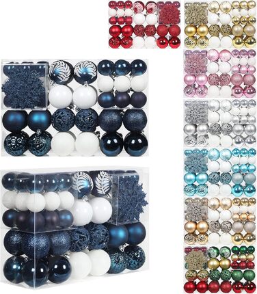 86 шт. прикраси на ялинку SY CRAFT: ялинкові кулі, сніжинки, подарункові пакети (золотий, темно-синій)