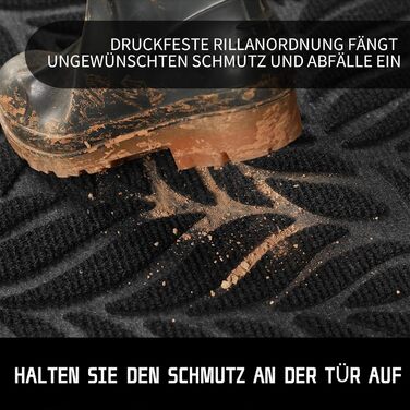 Килимок для входу Yimobra, 75 x 43 см, чорний - антиковзаюча, миється, для дому та вулиці | Килимок від бруду та пилу