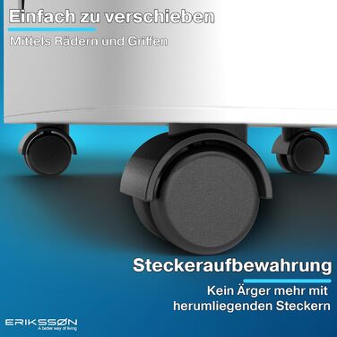 Зволожувач повітря Erikssøn з LED-дисплеєм, таймером та захистом для дітей | Видаляє 16л вологи на добу | Для приміщень до 140м³ (70м²) | Енергоефективний зволожувач повітря з датчиком вологості, білий