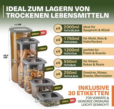 Набір контейнерів для зберігання продуктів 20 шт. з кришкою, герметичні, BPA-Free, сірі