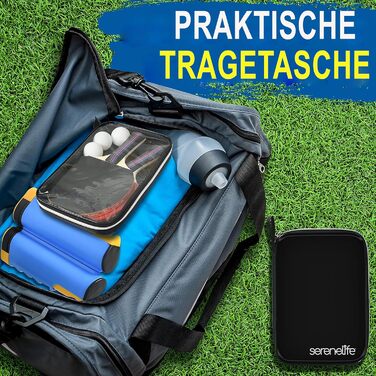 Набір для настільного тенісу SereneLife: 2 ракетки, 3 м'ячі, сітка, сумка. Для гри в приміщенні та на вулиці