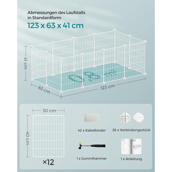 Клітка для кроликів та морських свинок SONGMICS LPI01H - металева, 123 x 63 x 41 см