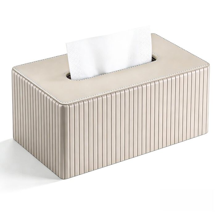 Скляниця для косметики з PU шкіри, 26x15x12 см, магнітна застібка, для ванної, кухні, авто, офісу - матова бежева