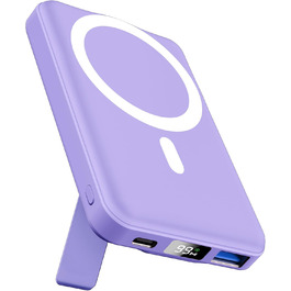 Powerbank AOGUERBE Mag-Safe 10000mAh з бездротовою зарядкою 22.5W PD та LED-дисплеєм (фіолетовий)