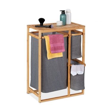 Relaxdays Laundry Basket Shelf Bamboo