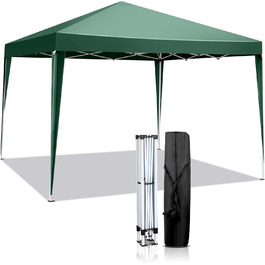 LEADZM 3x3m Pavilion, Pop-up Folding Pavilion, Stable, Waterproof, Steel Frame, Adjustable Height, UV Protection 50+, Garden Tent, Party Tent, for Garden, Party, Camping (Green)