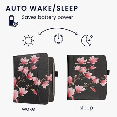 Чохол-книжка kwmobile для Pocketbook Era/Era Color з відділенням для карт та петлею для кріплення - дизайн 'Читаюча жінка' чорно-бежевий (Magnolien 33-02-01)