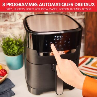 Moulinex Easy Fry & Grill Digital 2-in-1 Oil-Free Fryer XL + Grill, 4.2 l Capacity, Up to 6 People, 8 Programs, Adjustable Temperature, Timer, Air Fryer EZ505810, Black