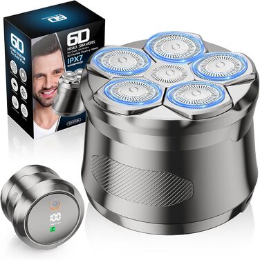 Електричний голковий бритва RealPlus для чоловіків з гладкою головою, IPX7 водонепроникний, з LED-дисплеєм, USB-C, час роботи 150 хв