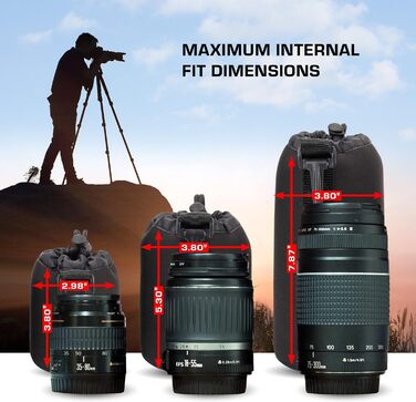 Чохол для об'єктива USA Gear FlexARMOR з неопрену (3 розміри), чорний