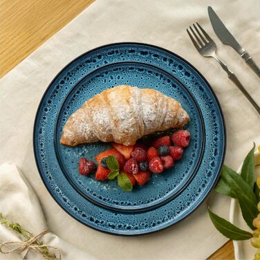 Набір посуду Twinzee Steingut 24 елементи (6 персон) - тарілки та миски, Tafelservice, з каменю, колекція Riviera (Азур, великі тарілки (x6))